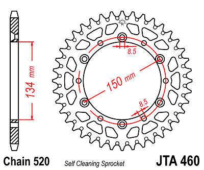 Jt sprocket rear 50t aluminum fits kawasaki kx250 d1 1985