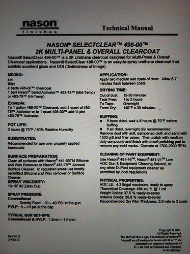 NASON 2K 498-00 Gallon And 483-78 Quart Clear Coat Kit, US $85.00, image 4