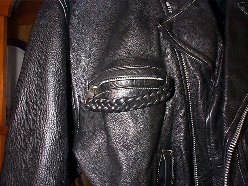 Rare Old School Leather motorcycle Jacket Flames Spider Web D style pocket , US $99.00, image 6