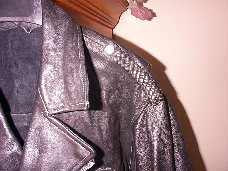 Rare Old School Leather motorcycle Jacket Flames Spider Web D style pocket , US $99.00, image 7