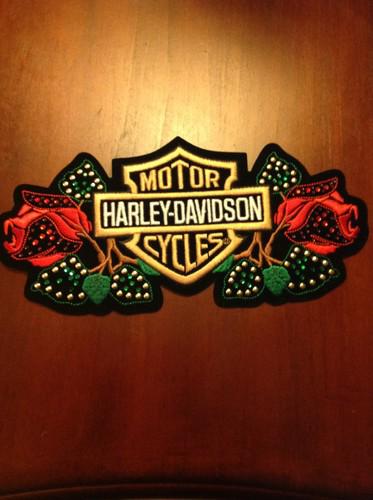 Harley davidson bar and shield with double roses studded