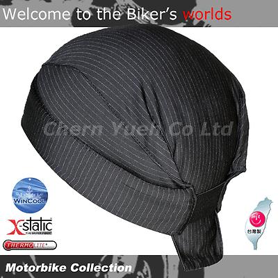 Silver fiber cap hat hood beanie headwear cooling feel for 1/2 open face helmet 
