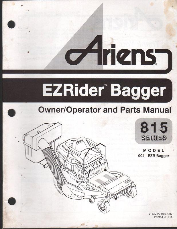 1997 ariens ez rider bagger series 815 owners parts manual p/n 015304a rev 1/97 