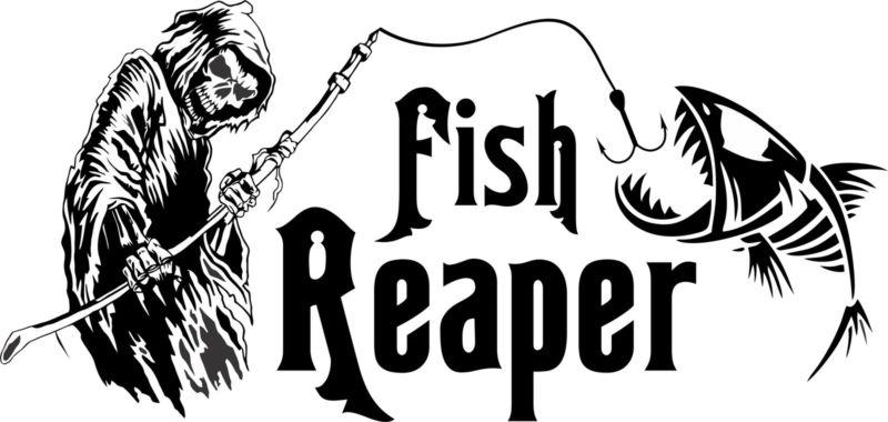 Grim reaper skeleton fish fishing rod car boat truck window vinyl decal sticker