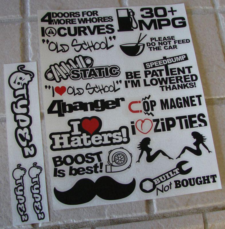 Type2 vinyl werks sticker bomb sheet jdm zip ties xb evo honda civic vw haters 