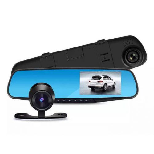4.3-inch 1080p rearview mirror dual camera car dvr recorder (b43) - black