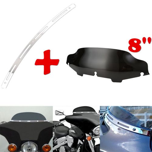 Slotted stock batwing trim + 8" black windshield harley touring electra glide