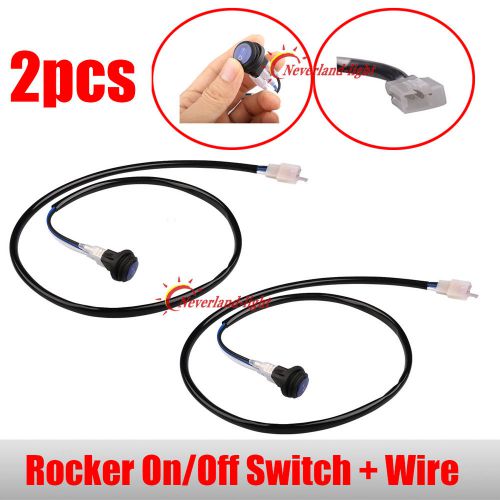 2x led blue light car auto boat round rocker on/off toggle spst switch with wire