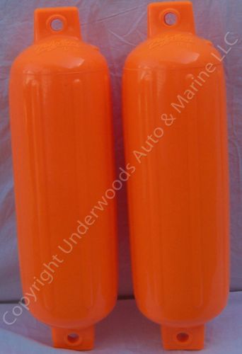 Orange boat fenders 11'' x 30'' polyform g6 set of 2 bumpers american made
