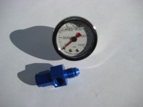 Nos/nx/zex/edelbrock/ liquid filled chrome nitrous gauge+4an swivel fitting-new!