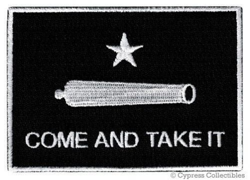 Black come and take it biker patch texas flag embroidered cannon patriot iron-on
