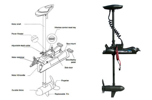 Bow mount 80 lb trolling motor with wireless remote control electric 24 volts