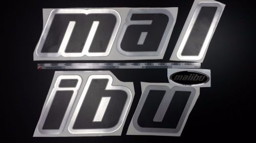 Malibu boat emblem 45&#034; stickers set black chrome - adesivi barca - pegatinas