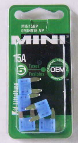 Littelfuse 15 amp mini fuses pack of 5 min15bp / 0min015.vp #66