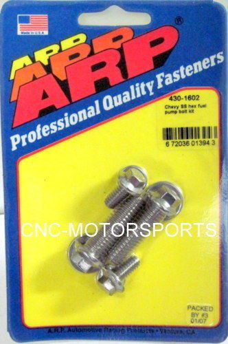Arp fuel pump bolt kit 430-1602 chevy stainless 300 hex head