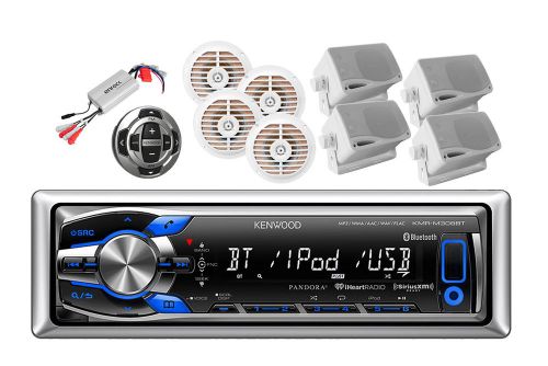 New kenwood bluetooth marine pandora usb ipod stereo,amp,8 speakers+wired remote