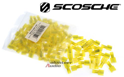Scosche nylon male spade quick disconnect yellow 16-14 gauge 0.250&#034; 100 pcs/bag
