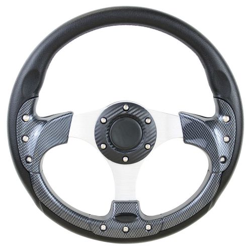 Boat steering wheel (performance iii black/carbon fiber) 6 x 2 3/4 bolt pat. new