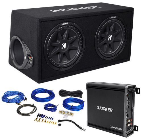 Kicker 43dc122 comp dual 12&#034; subwoofers+vented box+rockford amplifier+wire kit