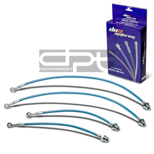 For s13 s14 replacement front/rear stainless hose blue pvc coated brake lines