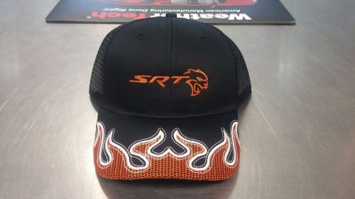 New dodge srt hellcat hat black with orange flame design!!