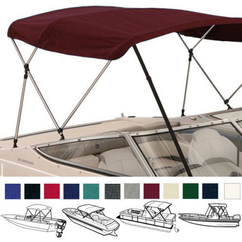 Boat bimini top cover 4 bow 96"l 54"h 54"-60"w - w/ boot &amp; rear support poles