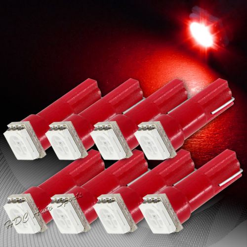 8x red 1 smd led t5 interior instrument dashboard wedge socket light lamp bulbs