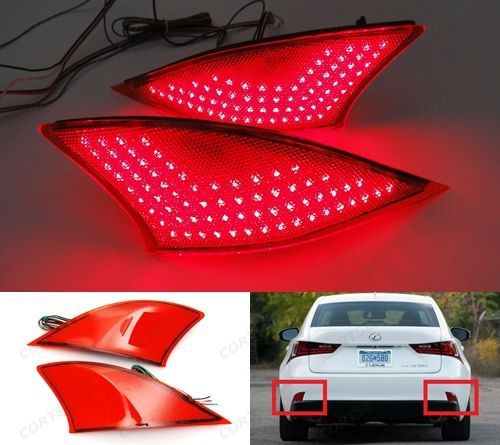 Lexus 2014+ is is250 is350 red lens bumper reflector led tail signal brake light
