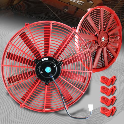 1 x 16&#034; red electric slim push pull engine bay cooling radiator fan universal 2