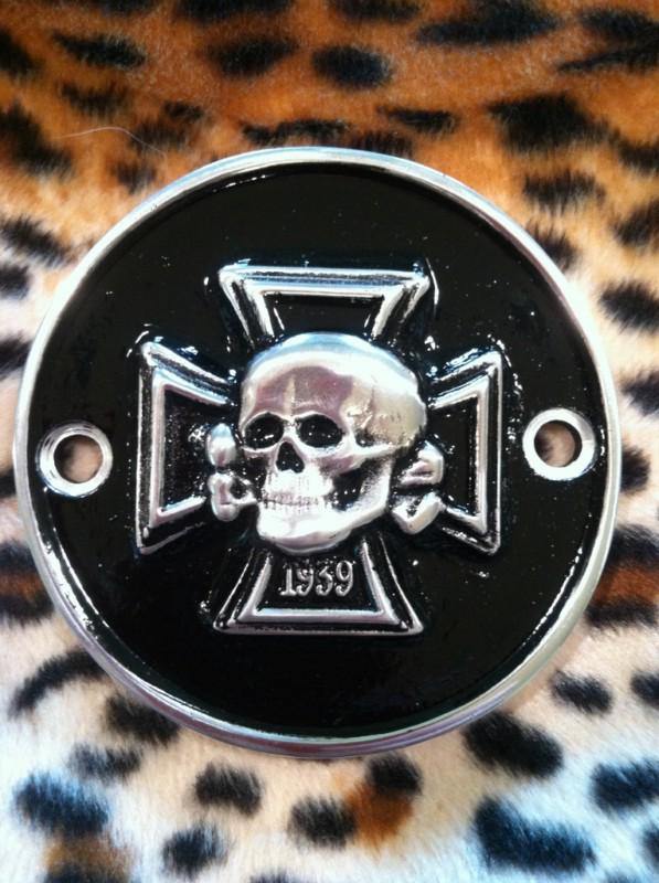 Sell DEATH HEAD IRON CROSS SHOVELHEAD CHOPPER BOBBER HARLEY POINTS COVER MOTORCYCLE in Apache