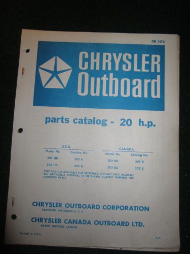 1972 chrysler outboard 20 hp parts catalog manual 202hd 203hd 202bd 203bd