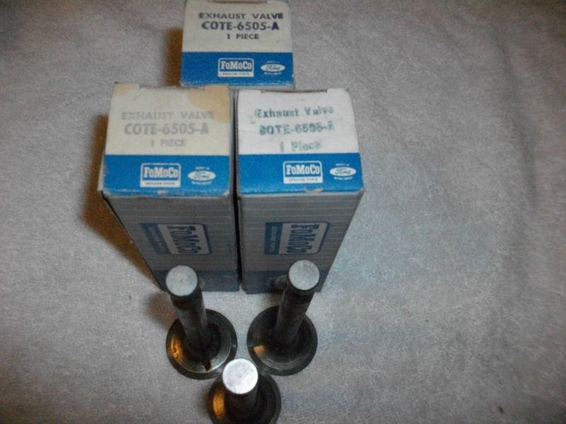 1960 60 ford nos exhaust valve lot    cote-6505-a    three pieces 