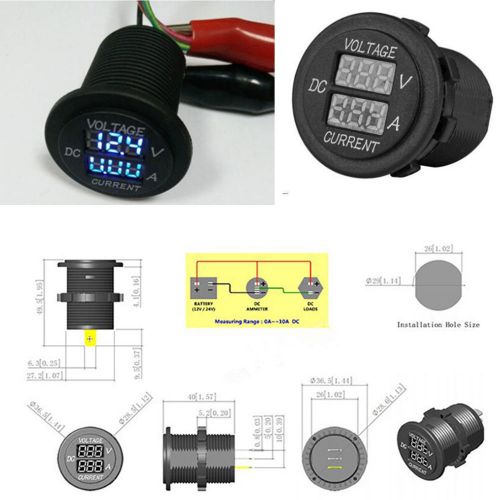 Car motorcycle dual led digital panel voltmeter ammeter gauge meter universal