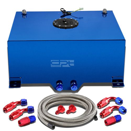 20 gallon blue aluminum fuel cell gas tank+cap+level sender+steel oil feed kit