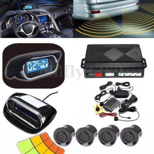 4 parking radar sensor led display rear view car reverse backup front system kit