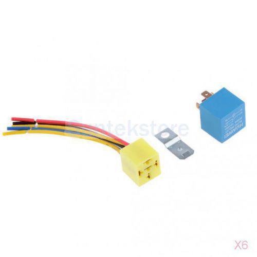 6x 12v 40a car motor heavy duty relay 5pin fuse on/off spst socket blue&amp;yellow