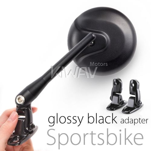 Magazi retro fairing sportbike mirrors black aluminum w/ glossy black - amm ε
