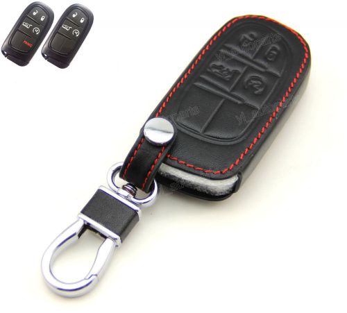 Leather case cover for jeep grand cherokee remote smart key 4 button 3 5 gq4-54t