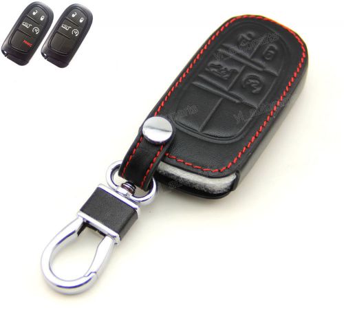 Leather case cover for jeep grand cherokee remote smart key 4 button 3 5 gq4-54t