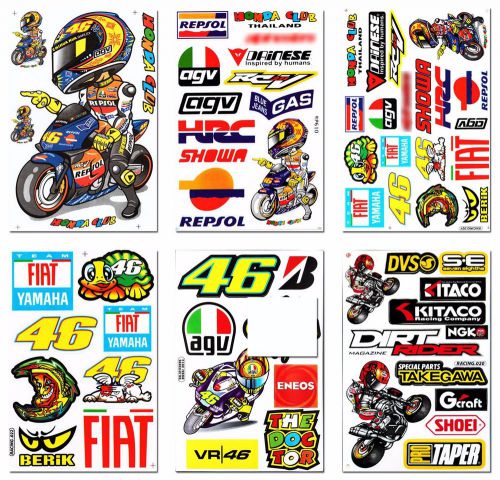 6x motocross cascos pegatina de la motocicleta vr46 valentino rossi sticker bike