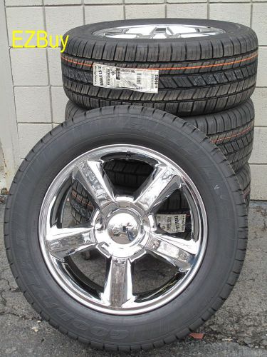 20&#034; new chevy suburban tahoe factory style chrome wheels goodyear tires 5308