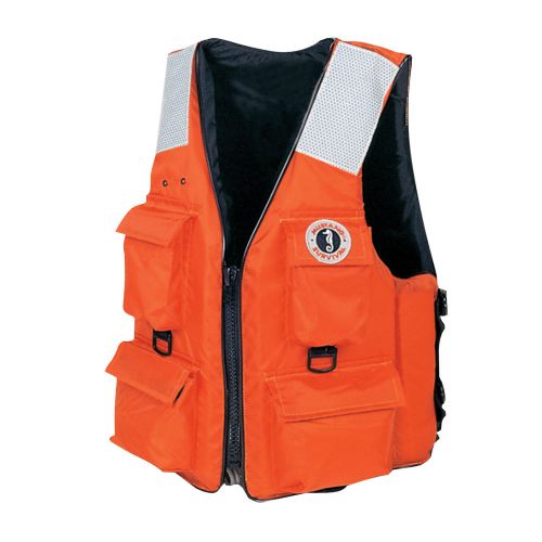 Mustang mv3128t2-xxl-or four pocket vest w/ solas tape xxl orange