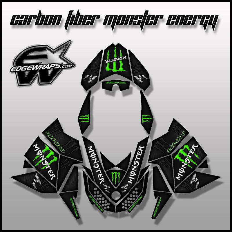 Ski doo rev, xp, mxz, custom graphics decal kit,- 8/12 blk carbon fiber mnstr