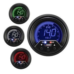 Prosport 60mm evo red blue green white led voltmeter volt gauge peak &amp; warning
