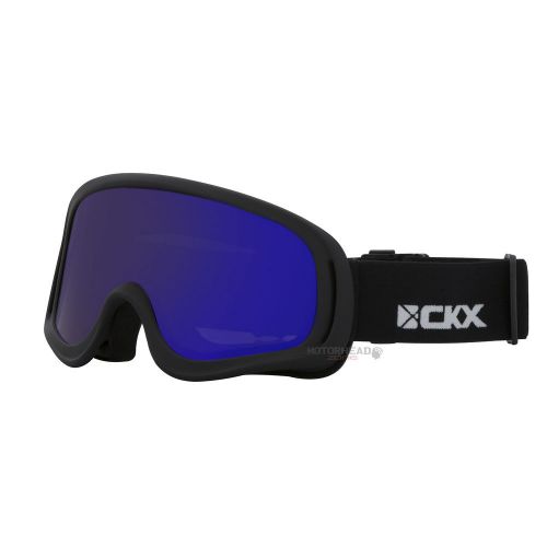 Kimpex snowmobile ckx steel goggle snow black adjustable anti-fog revo blue lens