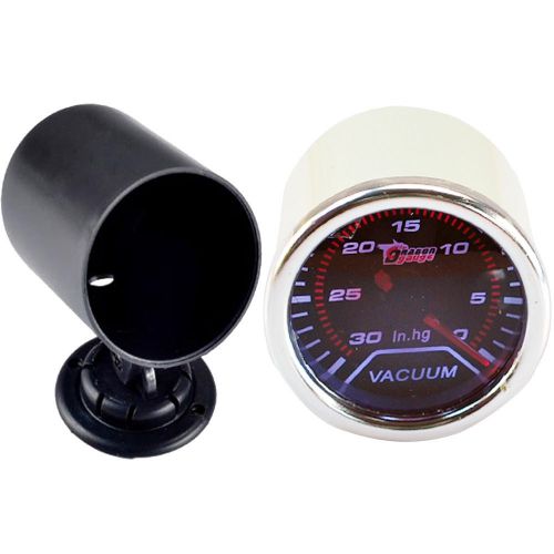 2&#034; 52mm car smoke len led vacuum gauge meter meter dial in.hg + pod holder