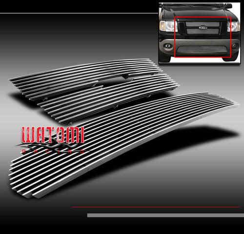 01-05 ford explorer sport trac front upper+bumper lower billet grille 3pcs combo