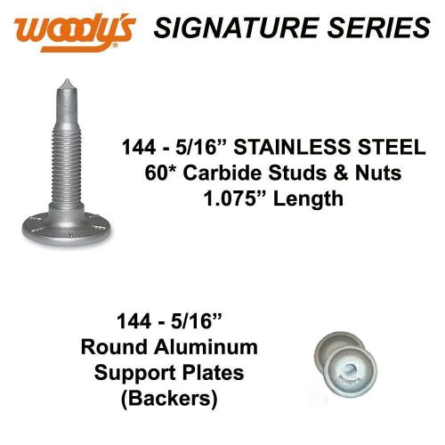 Woodys 144 pk 5/16&#034; signature series 60* 1.075&#034; studs &amp; round aluminum backers