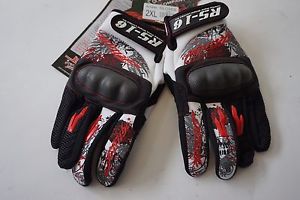 Jettribe rs-16 black red white hard knuckle pad race gloves size 2xl