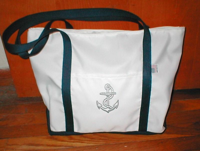 Large  sailcloth tote bag with large embroidered  anchor $29.95 made in the usa